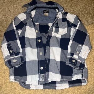 Oshkosh B’gosh plaid navy white long sleeve button up shirt boys 5t